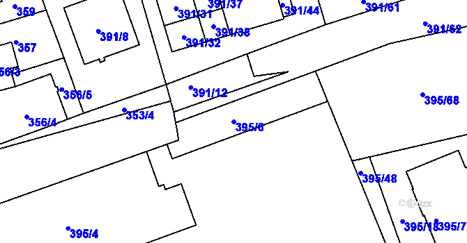 Parcela st. 395/6 v KÚ Libuš, Katastrální mapa