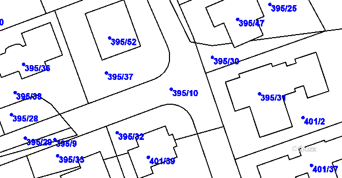 Parcela st. 395/10 v KÚ Libuš, Katastrální mapa