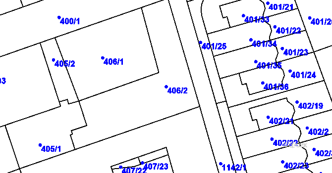 Parcela st. 406/2 v KÚ Libuš, Katastrální mapa
