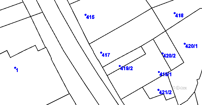 Parcela st. 417 v KÚ Libuš, Katastrální mapa