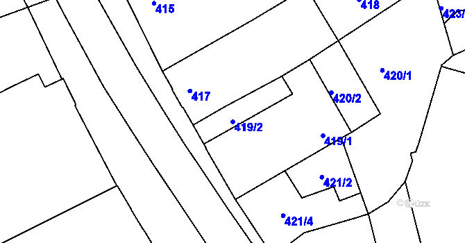 Parcela st. 419/2 v KÚ Libuš, Katastrální mapa