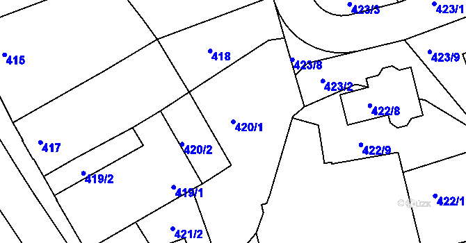 Parcela st. 420/1 v KÚ Libuš, Katastrální mapa