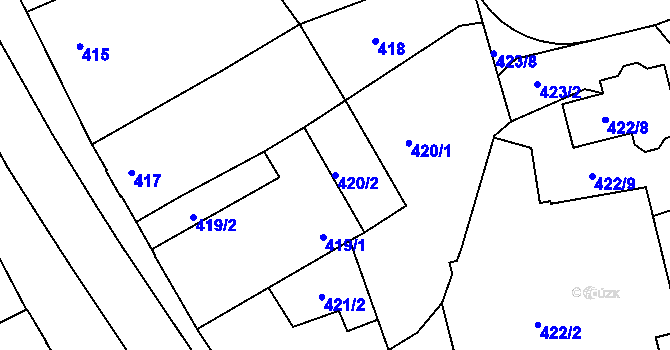 Parcela st. 420/2 v KÚ Libuš, Katastrální mapa