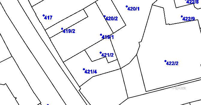 Parcela st. 421/2 v KÚ Libuš, Katastrální mapa