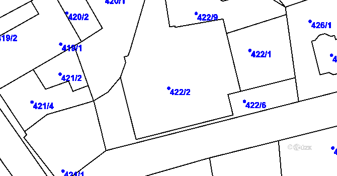 Parcela st. 422/2 v KÚ Libuš, Katastrální mapa