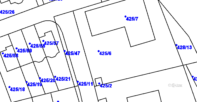 Parcela st. 425/6 v KÚ Libuš, Katastrální mapa