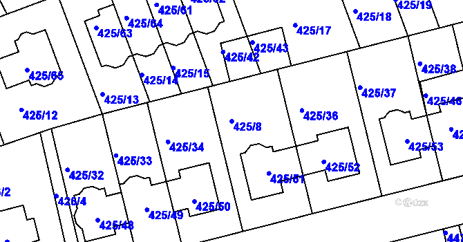 Parcela st. 425/8 v KÚ Libuš, Katastrální mapa