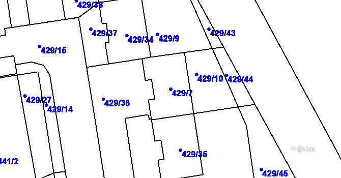 Parcela st. 429/7 v KÚ Libuš, Katastrální mapa