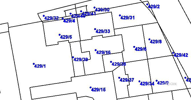 Parcela st. 429/16 v KÚ Libuš, Katastrální mapa