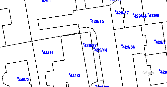Parcela st. 429/27 v KÚ Libuš, Katastrální mapa