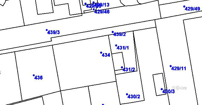 Parcela st. 434 v KÚ Libuš, Katastrální mapa