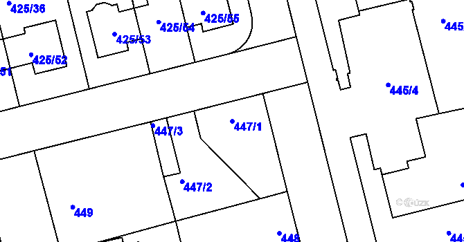 Parcela st. 447/1 v KÚ Libuš, Katastrální mapa