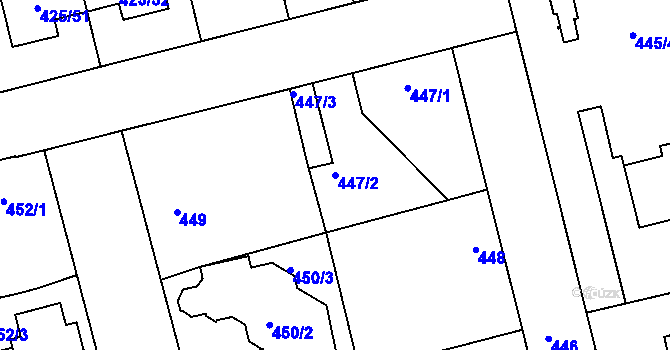 Parcela st. 447/2 v KÚ Libuš, Katastrální mapa
