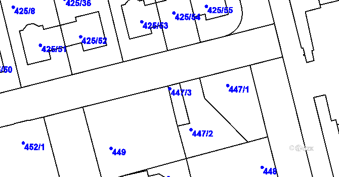 Parcela st. 447/3 v KÚ Libuš, Katastrální mapa