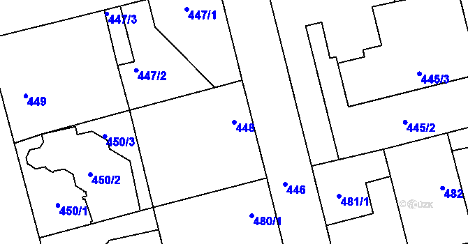 Parcela st. 448 v KÚ Libuš, Katastrální mapa