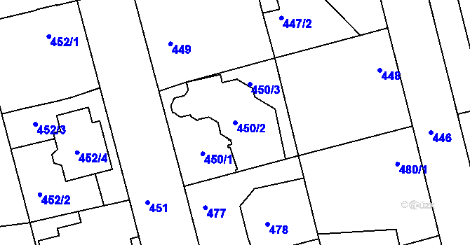 Parcela st. 450/2 v KÚ Libuš, Katastrální mapa