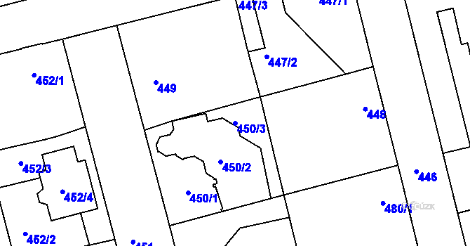 Parcela st. 450/3 v KÚ Libuš, Katastrální mapa