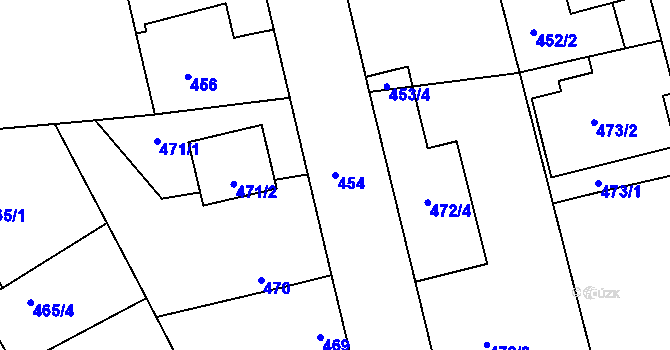 Parcela st. 454 v KÚ Libuš, Katastrální mapa