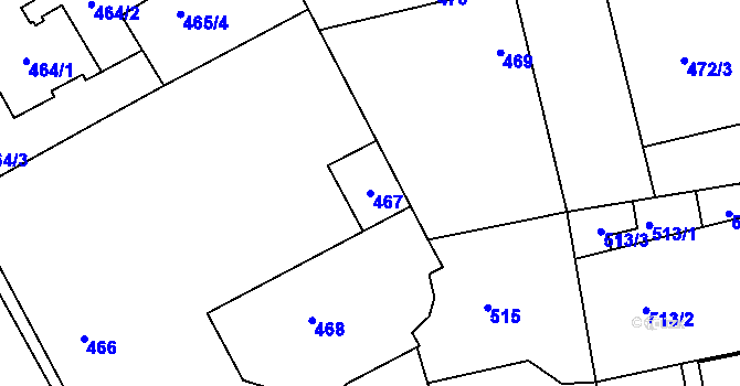 Parcela st. 467 v KÚ Libuš, Katastrální mapa