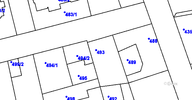 Parcela st. 493 v KÚ Libuš, Katastrální mapa