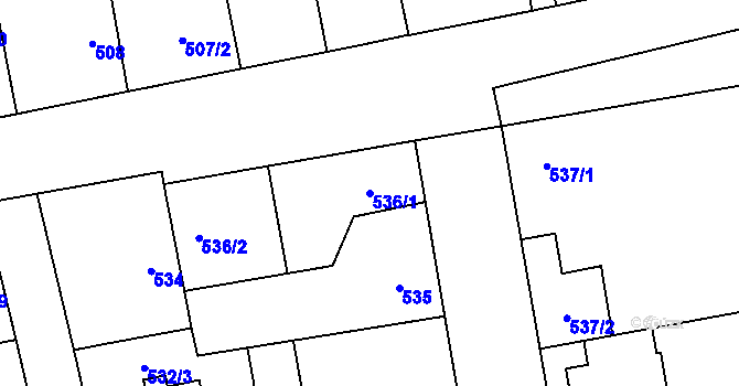 Parcela st. 536/1 v KÚ Libuš, Katastrální mapa