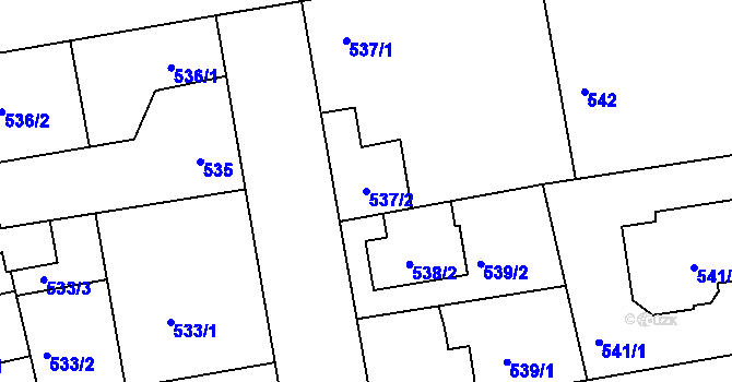 Parcela st. 537/2 v KÚ Libuš, Katastrální mapa