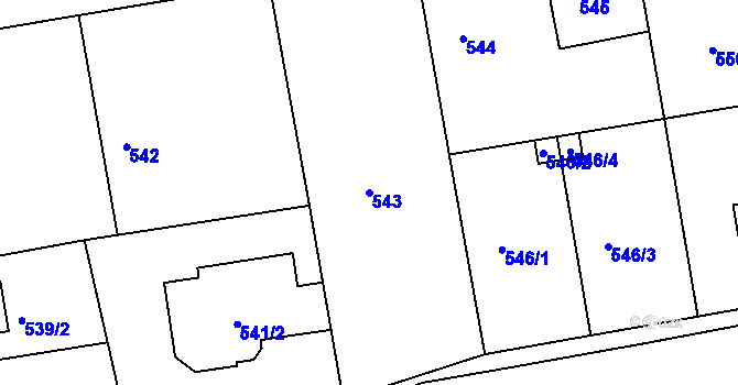 Parcela st. 543 v KÚ Libuš, Katastrální mapa