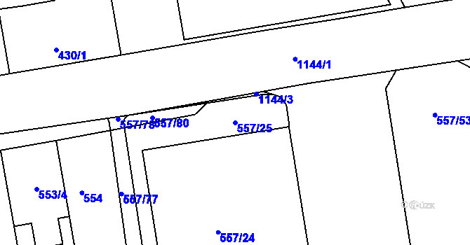 Parcela st. 557/25 v KÚ Libuš, Katastrální mapa