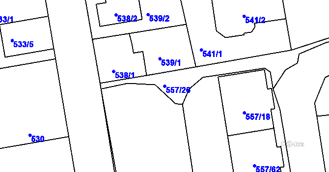 Parcela st. 557/26 v KÚ Libuš, Katastrální mapa