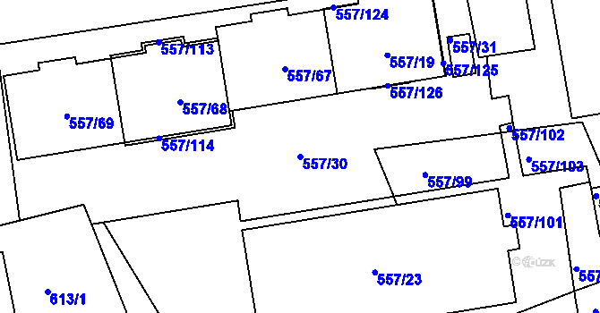 Parcela st. 557/30 v KÚ Libuš, Katastrální mapa