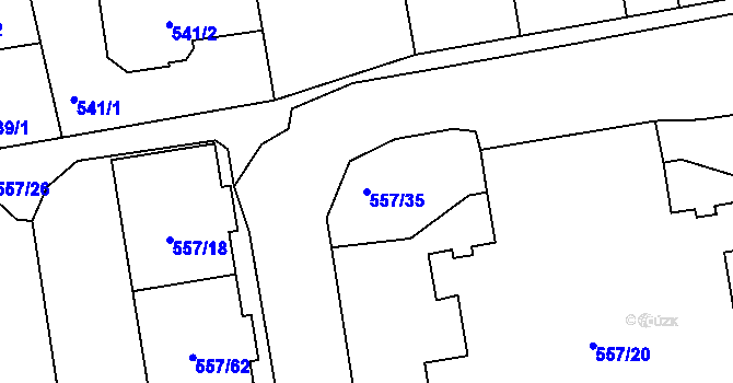Parcela st. 557/35 v KÚ Libuš, Katastrální mapa