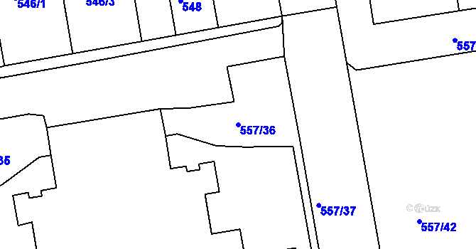 Parcela st. 557/36 v KÚ Libuš, Katastrální mapa