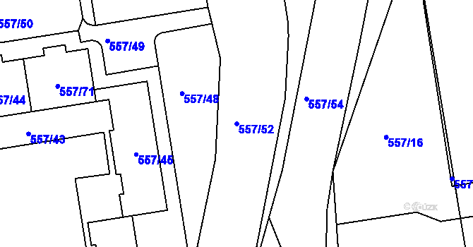 Parcela st. 557/52 v KÚ Libuš, Katastrální mapa