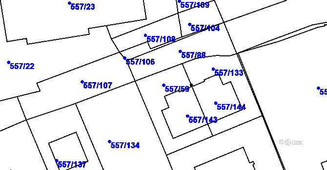 Parcela st. 557/59 v KÚ Libuš, Katastrální mapa
