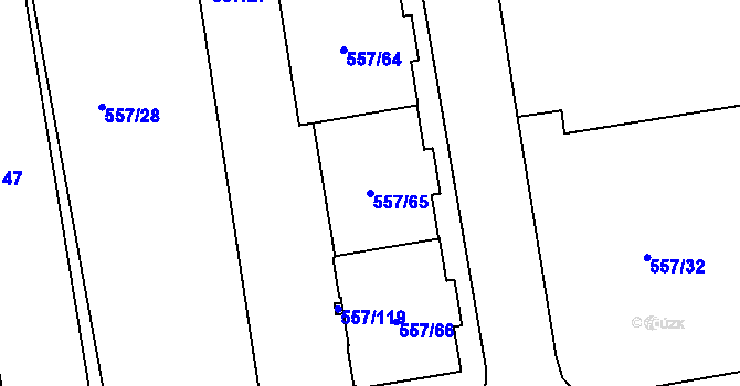 Parcela st. 557/65 v KÚ Libuš, Katastrální mapa