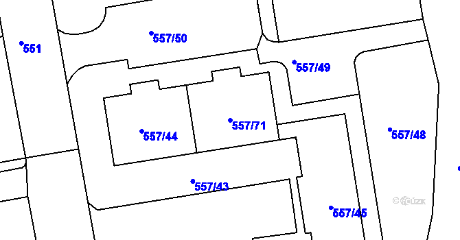 Parcela st. 557/71 v KÚ Libuš, Katastrální mapa
