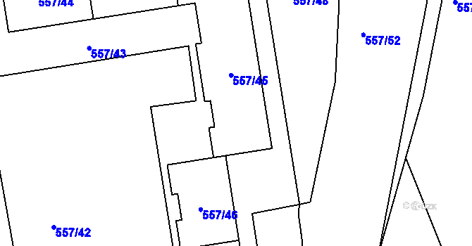 Parcela st. 557/72 v KÚ Libuš, Katastrální mapa