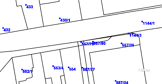 Parcela st. 557/78 v KÚ Libuš, Katastrální mapa