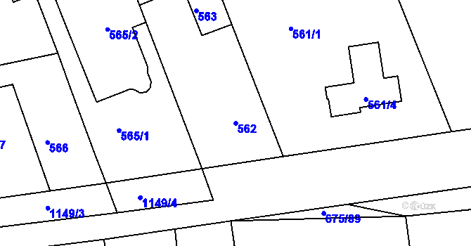 Parcela st. 562 v KÚ Libuš, Katastrální mapa