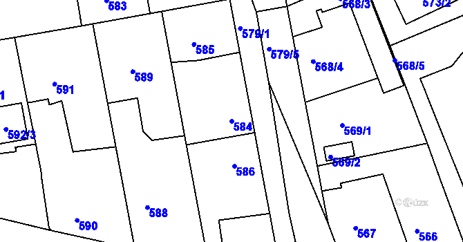 Parcela st. 584 v KÚ Libuš, Katastrální mapa