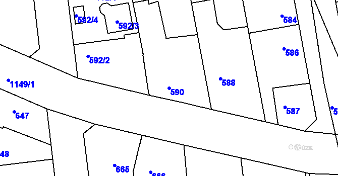 Parcela st. 590 v KÚ Libuš, Katastrální mapa