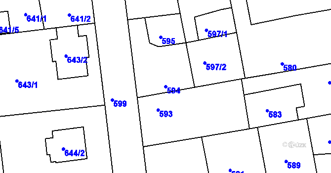Parcela st. 594 v KÚ Libuš, Katastrální mapa