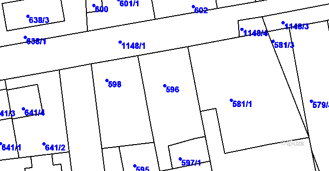 Parcela st. 596 v KÚ Libuš, Katastrální mapa