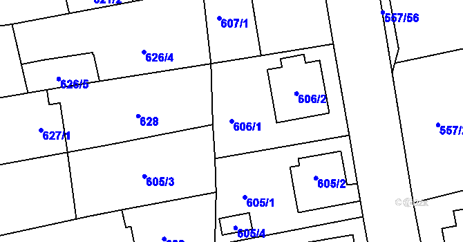 Parcela st. 606/1 v KÚ Libuš, Katastrální mapa