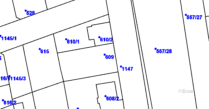 Parcela st. 609 v KÚ Libuš, Katastrální mapa