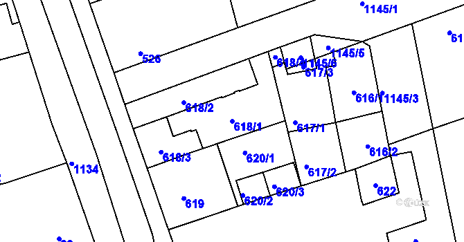 Parcela st. 618/1 v KÚ Libuš, Katastrální mapa