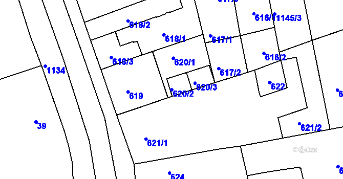 Parcela st. 620/2 v KÚ Libuš, Katastrální mapa