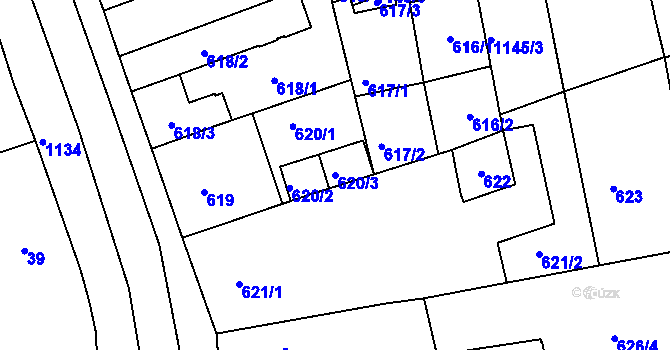 Parcela st. 620/3 v KÚ Libuš, Katastrální mapa