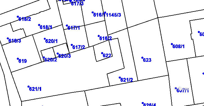 Parcela st. 622 v KÚ Libuš, Katastrální mapa