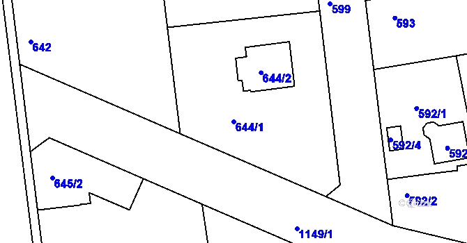 Parcela st. 644/1 v KÚ Libuš, Katastrální mapa